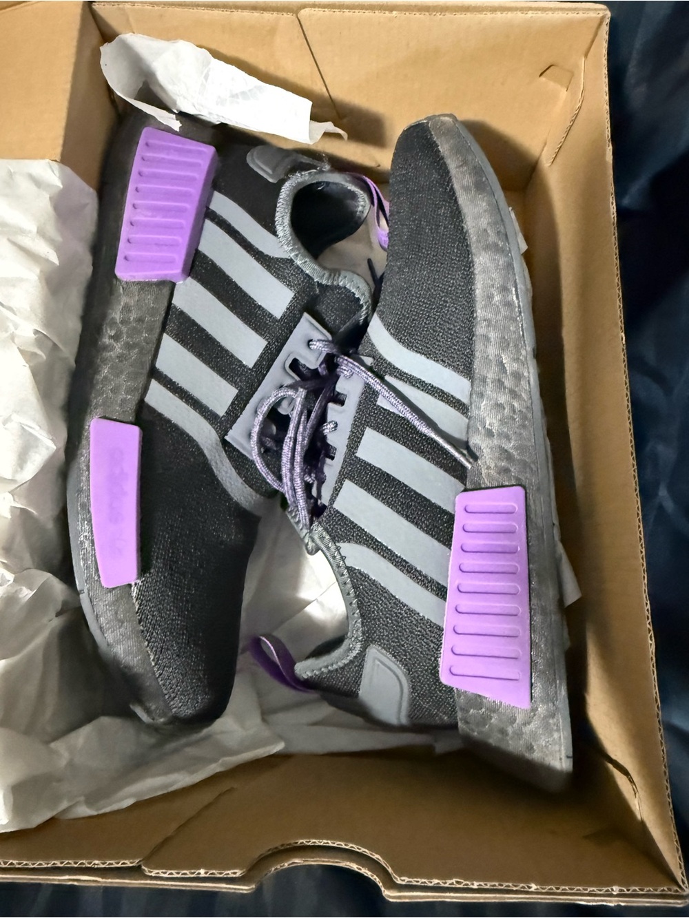 Adidas NMD_R1 Black Purple, Men’s Size 7 Shoes With Box
